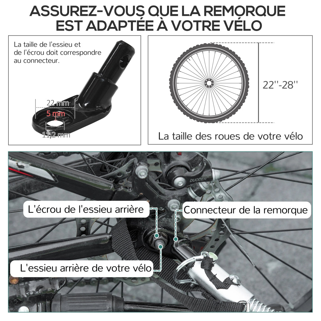 Rimorchio Bici Pieghevole ¨C Xylo ¨C Acciaio 16' Carico Max 40kg con Barra Traino