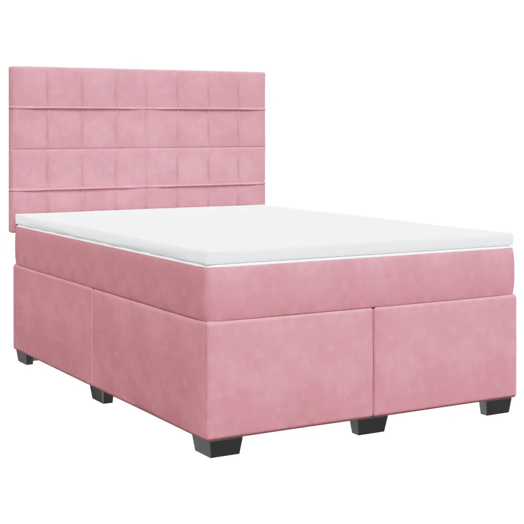 Giroletto a Molle con Materasso Rosa 140x190 cm in Velluto