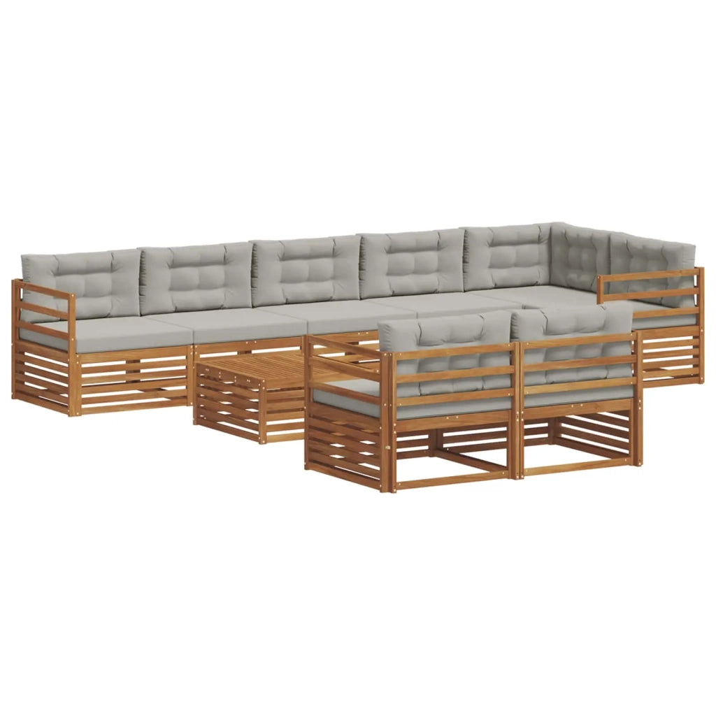 Set di divani da esterno 9 pcs Grigio Naturale e Chiaro 3373681