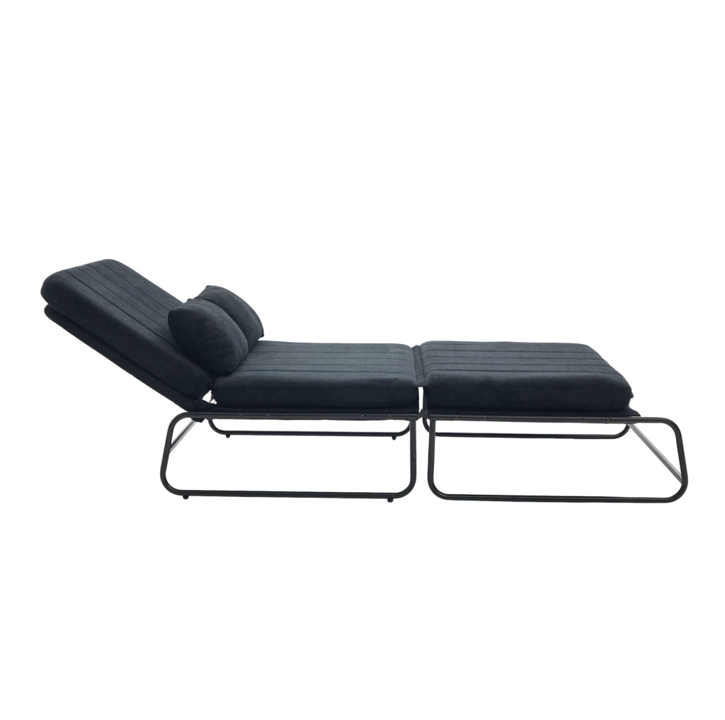 Divano letto 2 posti ULEVR 104x85x92 cm trasformabile con tasche laterali, ciniglia nera