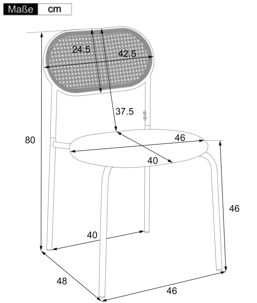 SEDIA da pranzo Set da 4 pezzi in Rattan, PU e Metallo Marrone