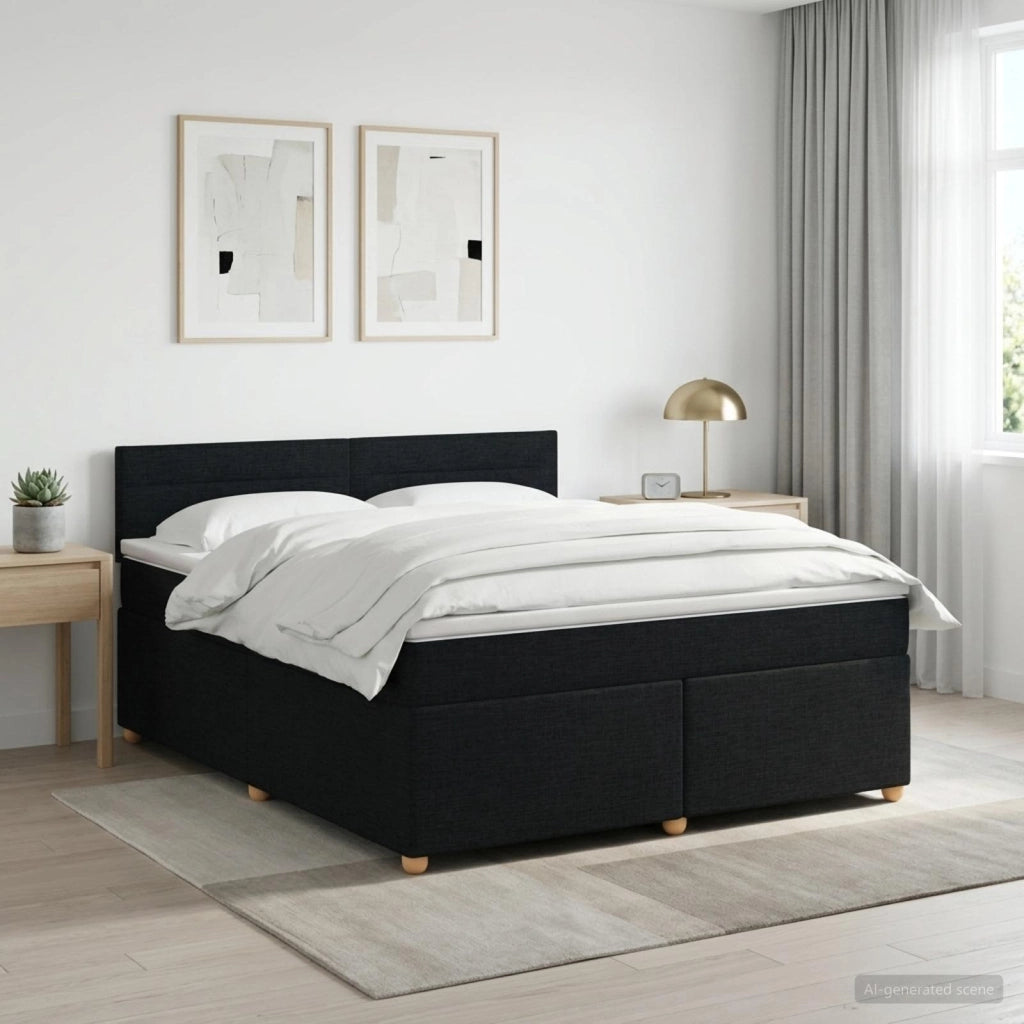 Letto box spring con materasso Nero 180 x 200 cm Tessuto 3451009