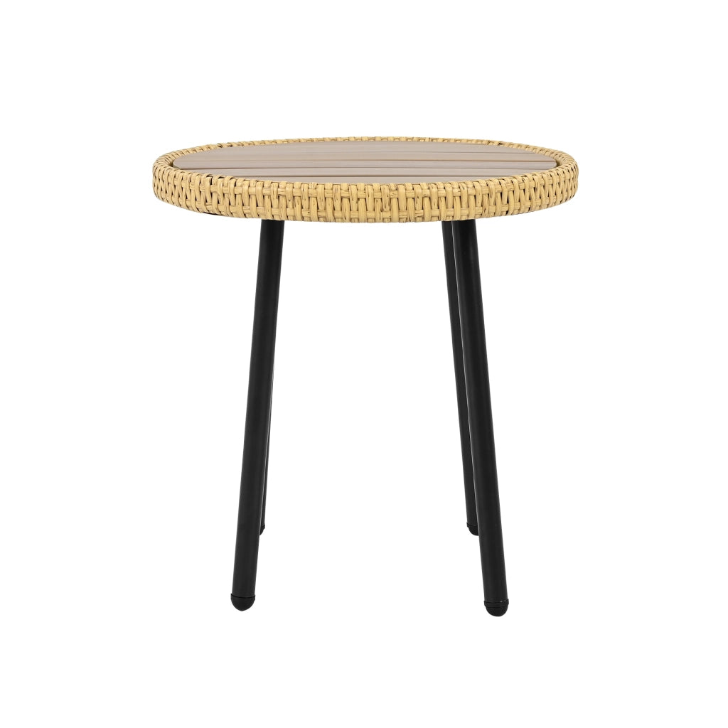 Set da giardino 5 pezzi con tavolo, 2 sedie e 2 sgabelli in rattan bianco e naturale