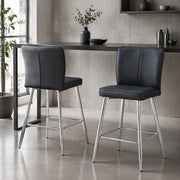 SGABELLO BAR Set da 2 pezzi 54x54x51 cm PU Nero e Argento