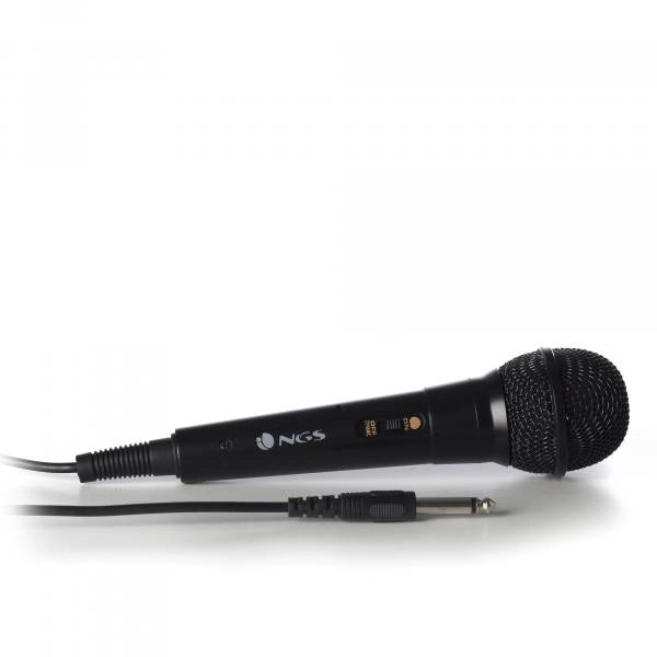 NGS SINGER FIRE: Microfono Dinamico, Microfono con Cavo da 3 Metri, Connessione Jack 6,3mm e Pulsant