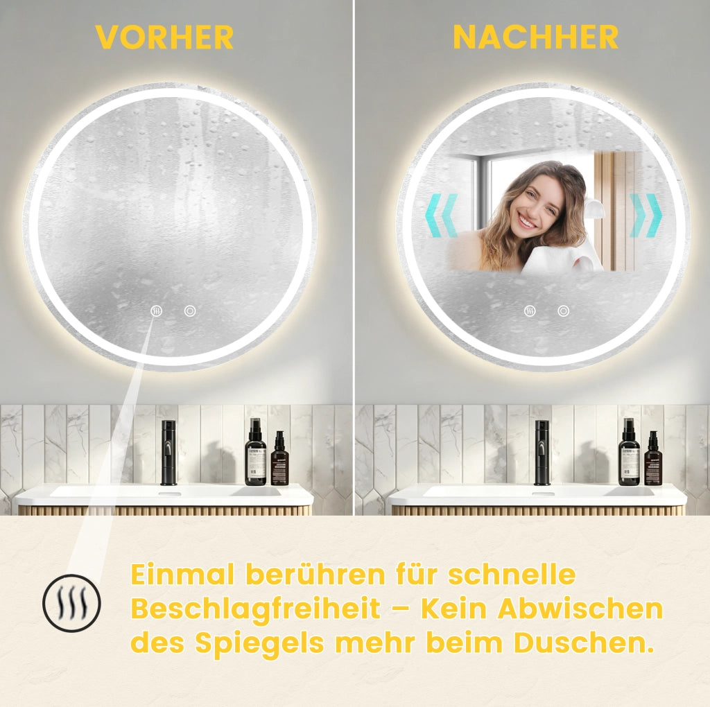 Specchio bagno LED 90x90 cm touch antiappannamento