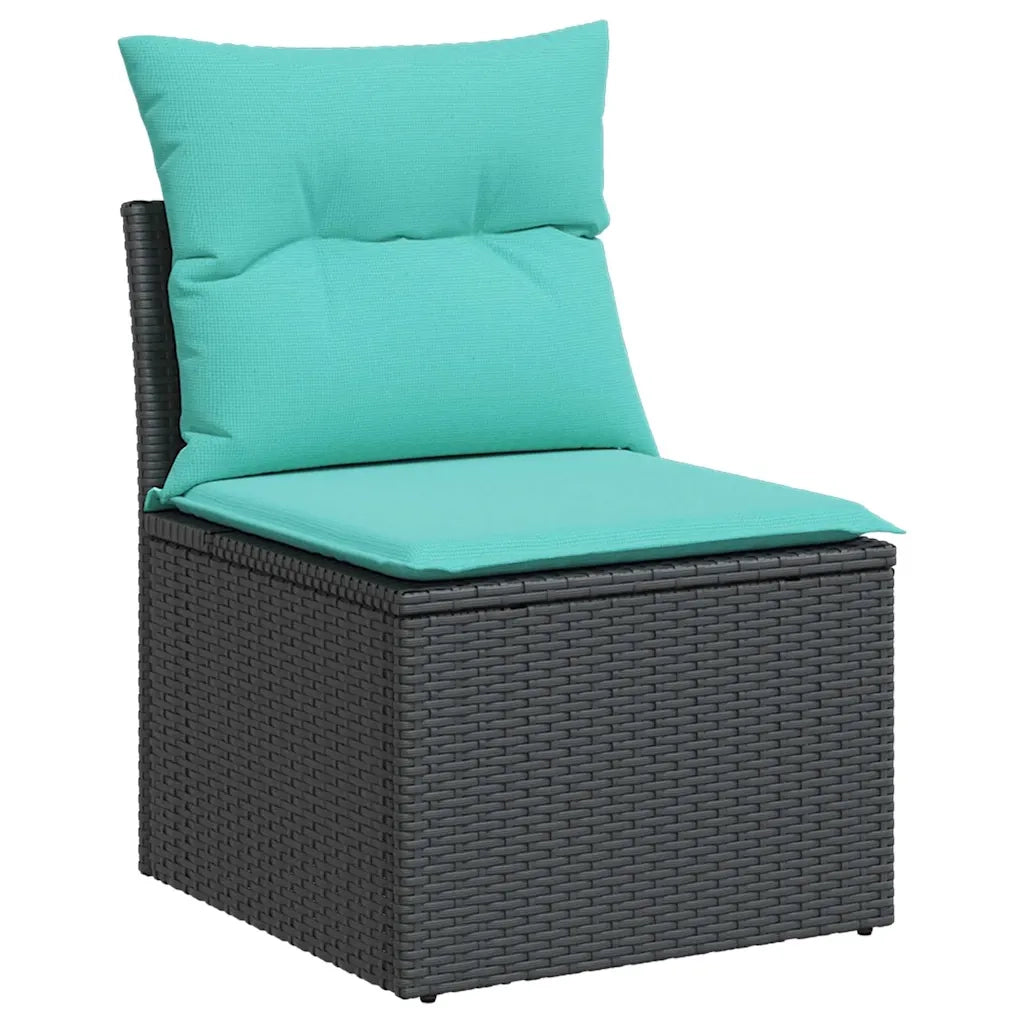 Set Divani da Giardino con Cuscini 7pz Nero Polyrattan 3325593