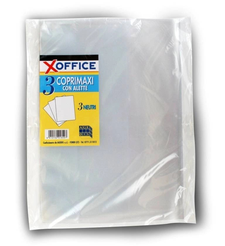 KIT SET 3 PZ COPRI QUADERNO MAXI CON ALETTE 3PZ TRASPARENTE