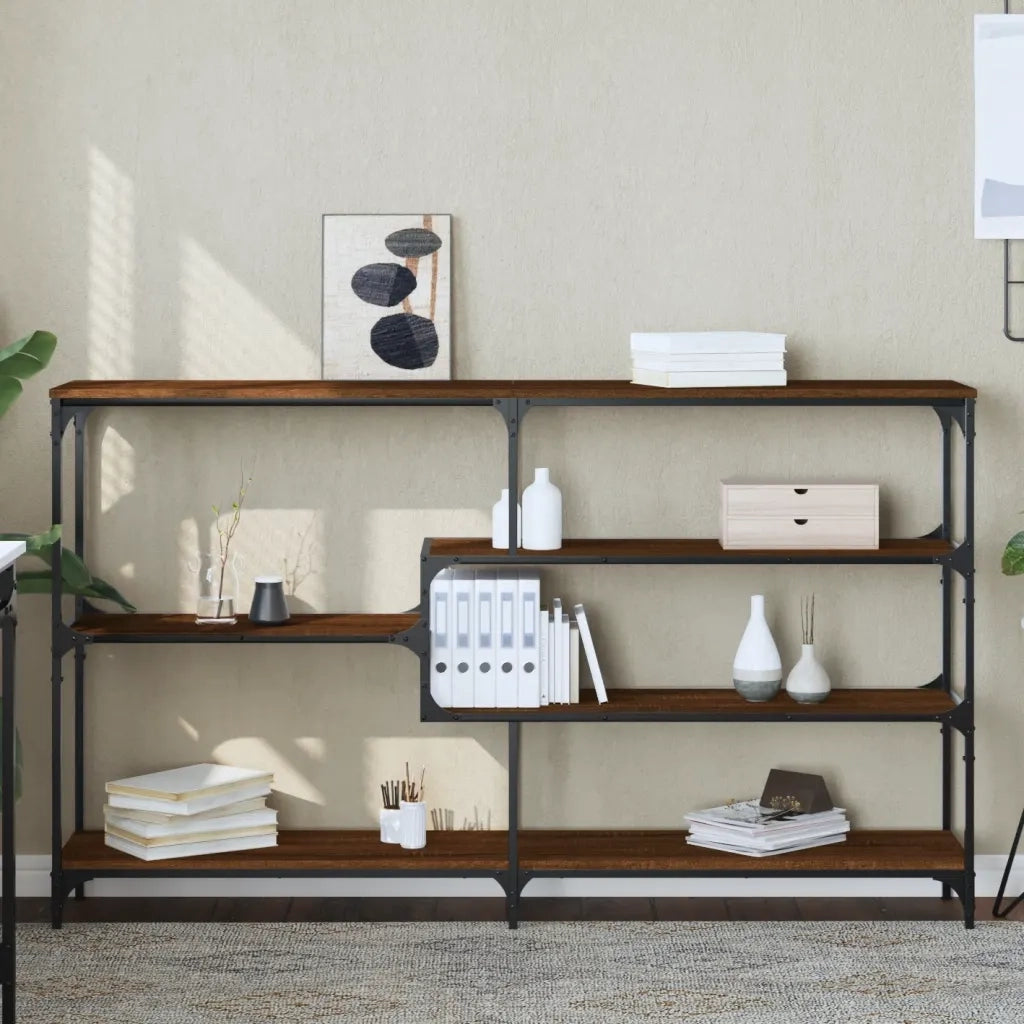 Tavolino Consolle | Tavolo d'Ingresso Rovere Marrone 160x32x95 cm Legno Multistrato
