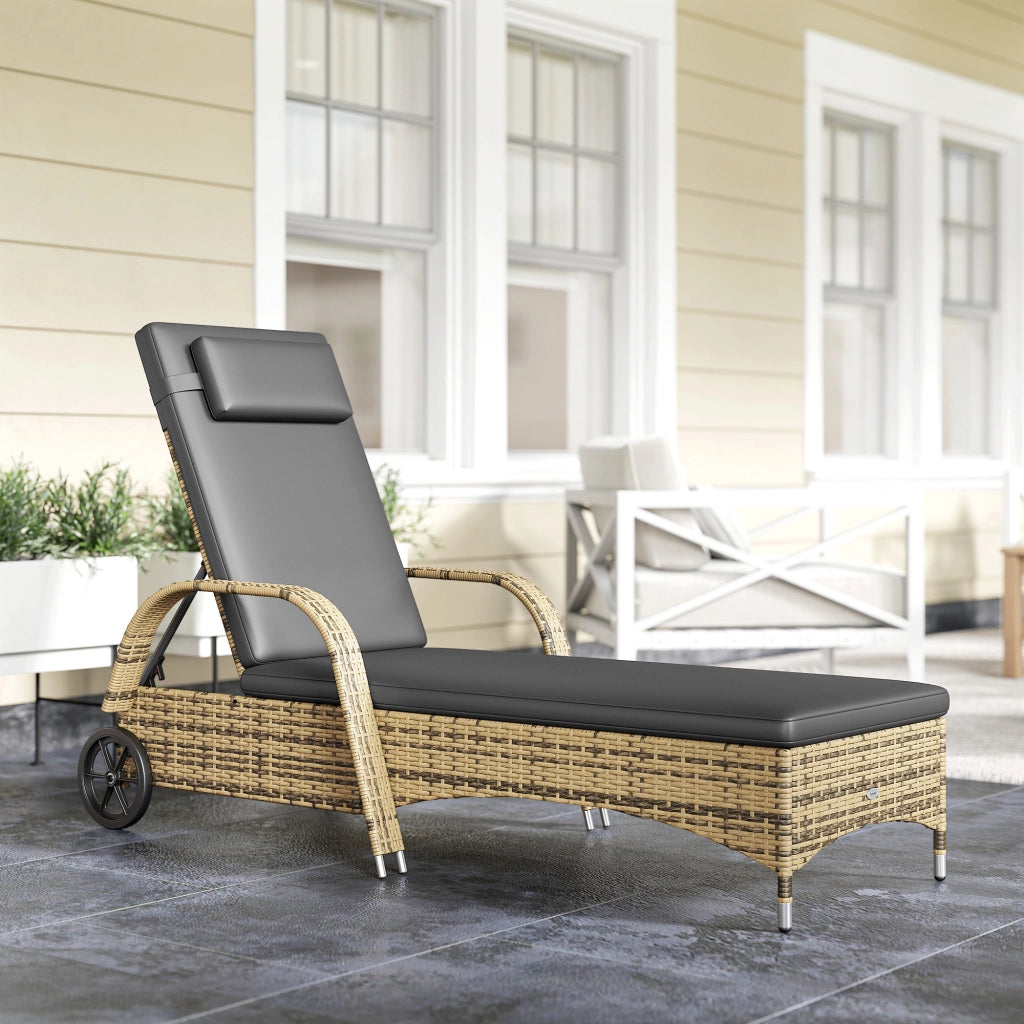 Lettino prendisole reclinabile con materassino e rotelle ¨C Xylo ¨C giallo 200x73x30-103cm