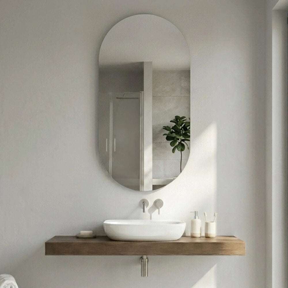 Specchio bagno ovale reversibile 62x110 cm filo lucido
