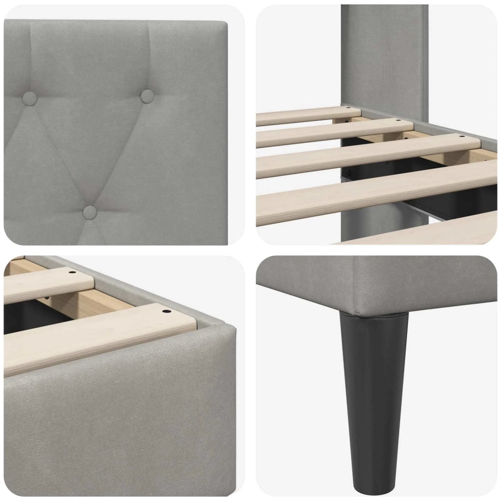 Struttura del letto-Giroletto Grigio Chiaro 160 x 200 cm Velluto 689646