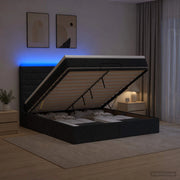 Letto Ottomano con Materasso e LED Nero 140 x 200 cm Tessuto 3457995