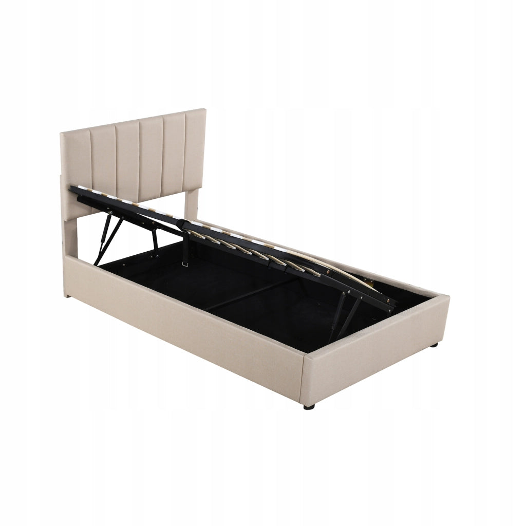 Letto imbottito 90x200 - Xylo - Beige con telaio sollevabile