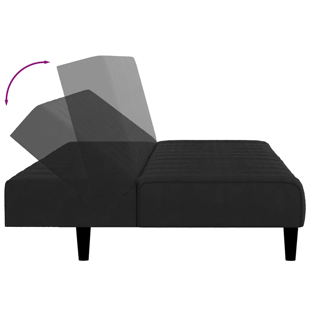 Divano letto | Sof¨¤ letto | Letto singolo a 2 Posti Nero in Velluto