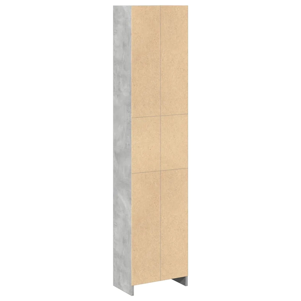 Libreria-Scaffale per Libri-Mobile di Stoccaggio Grigio Cemento 40x24x176 cm in Legno Multistrato