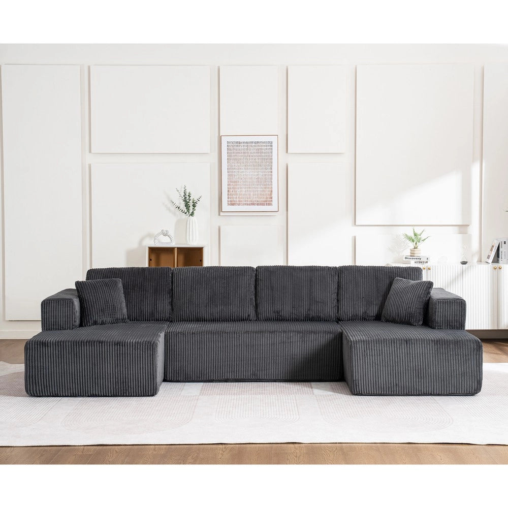 Divano Modulare U ¨C Minimal ¨C Tessuto Grigio Chiaro 3 Posti