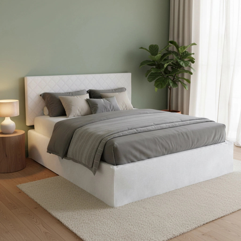 Letto Matrimoniale Alfredo, Letto Matrimoniale Sfoderabile Made in Italy, Bianco