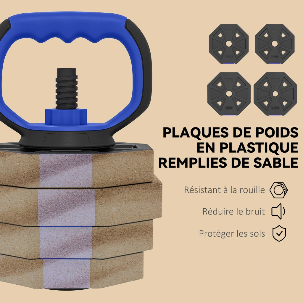 Set di manubri regolabile 30 kg kettlebell ¨C Minimal ¨C blu