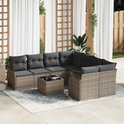 Set Divano da Giardino con cuscino con cuscino 9 pcs Grigio