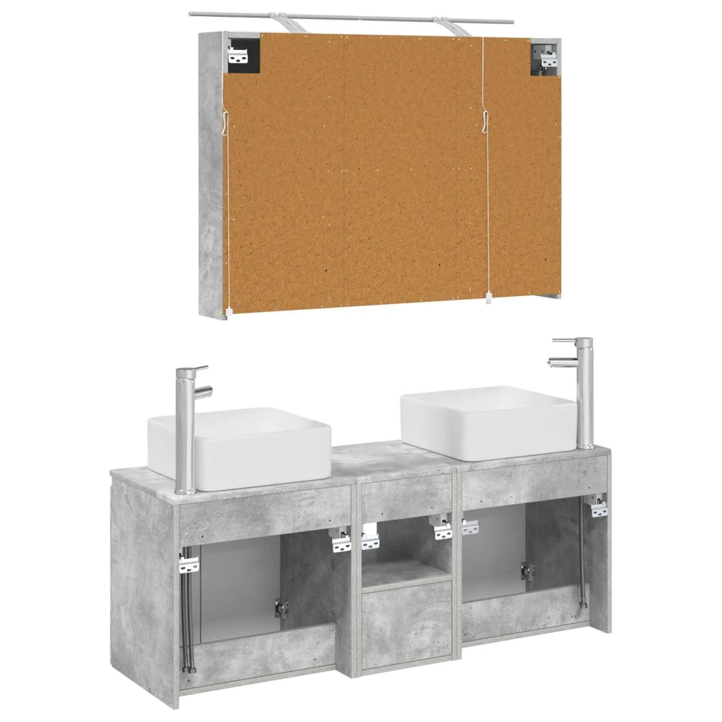 Set di Armadi da Bagno 4 pz Grigio Cemento Legno ingegnerizzato 3406378
