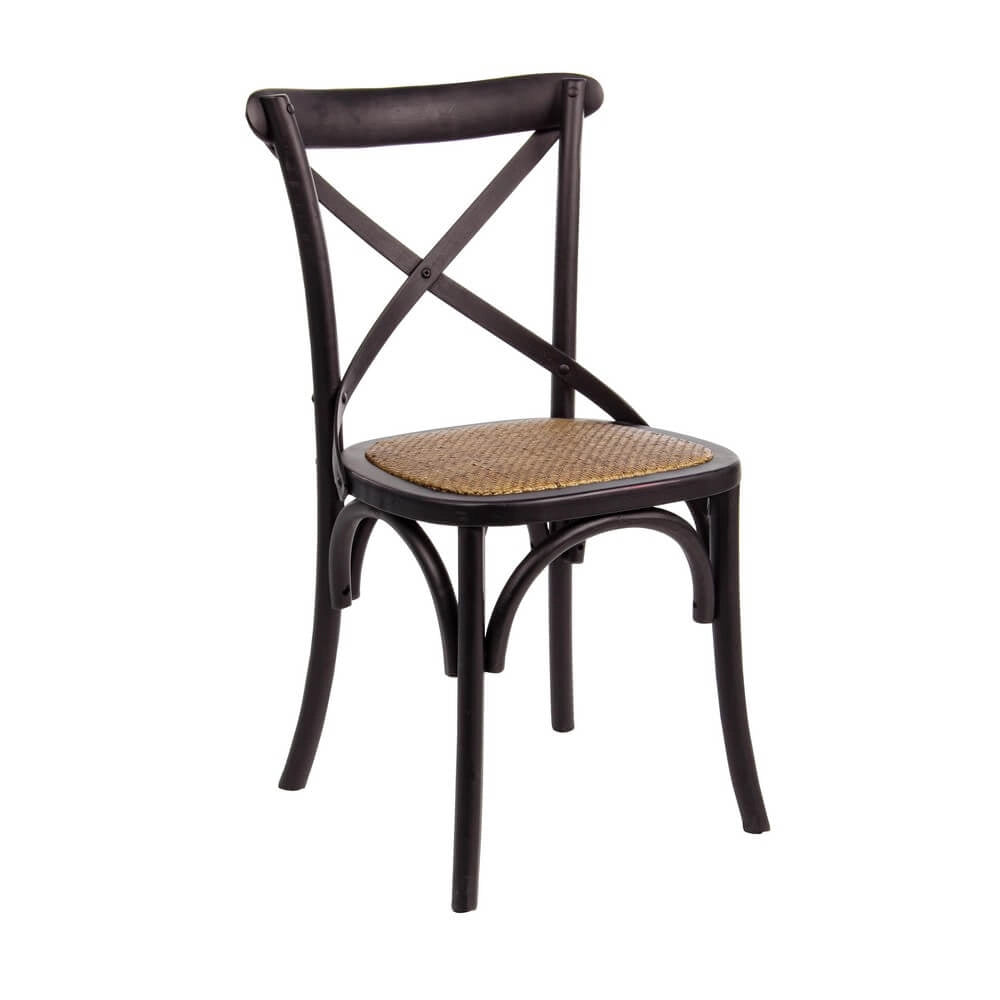 Sedia in Legno di Olmo con Seduta in Rattan Naturale - CROSS