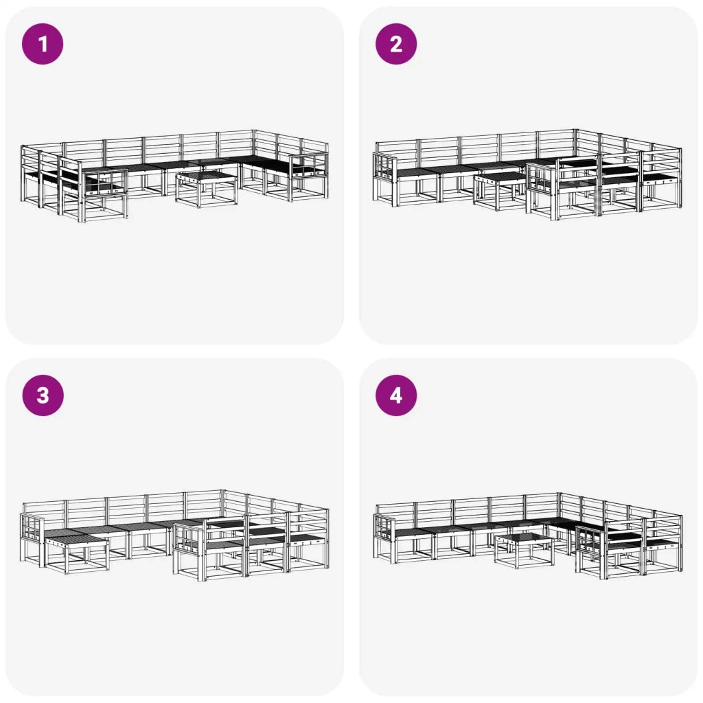 Set di divani da esterno 11 pcs Naturale
