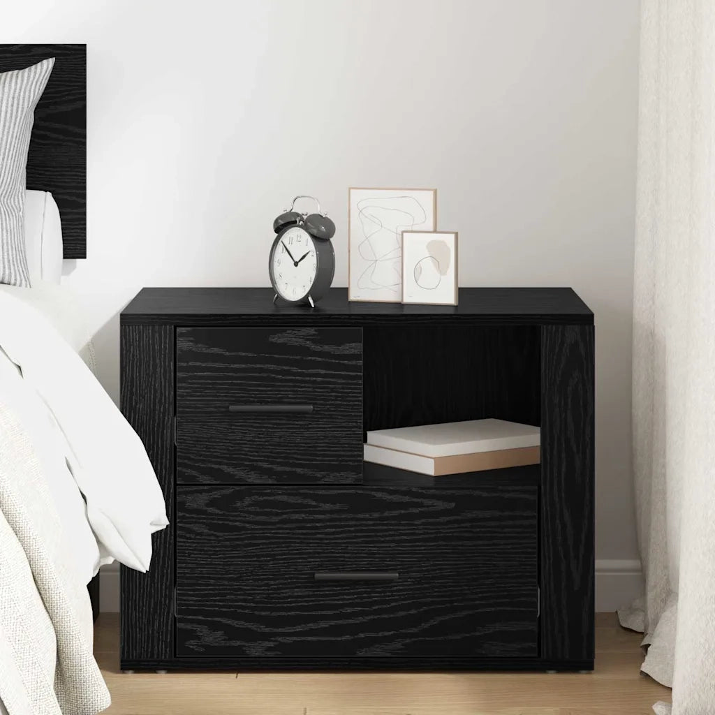 Armadio da Notte Rovere Nero 35 x 60 x 50 cm Legno multistrato 881089