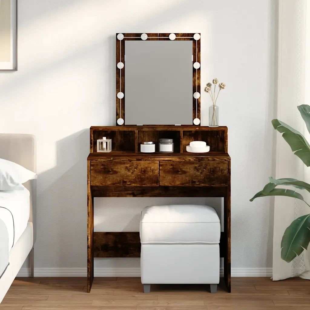 Toeletta | Tavolo da Trucco con LED Rovere Fumo 80x41x144,5 cm