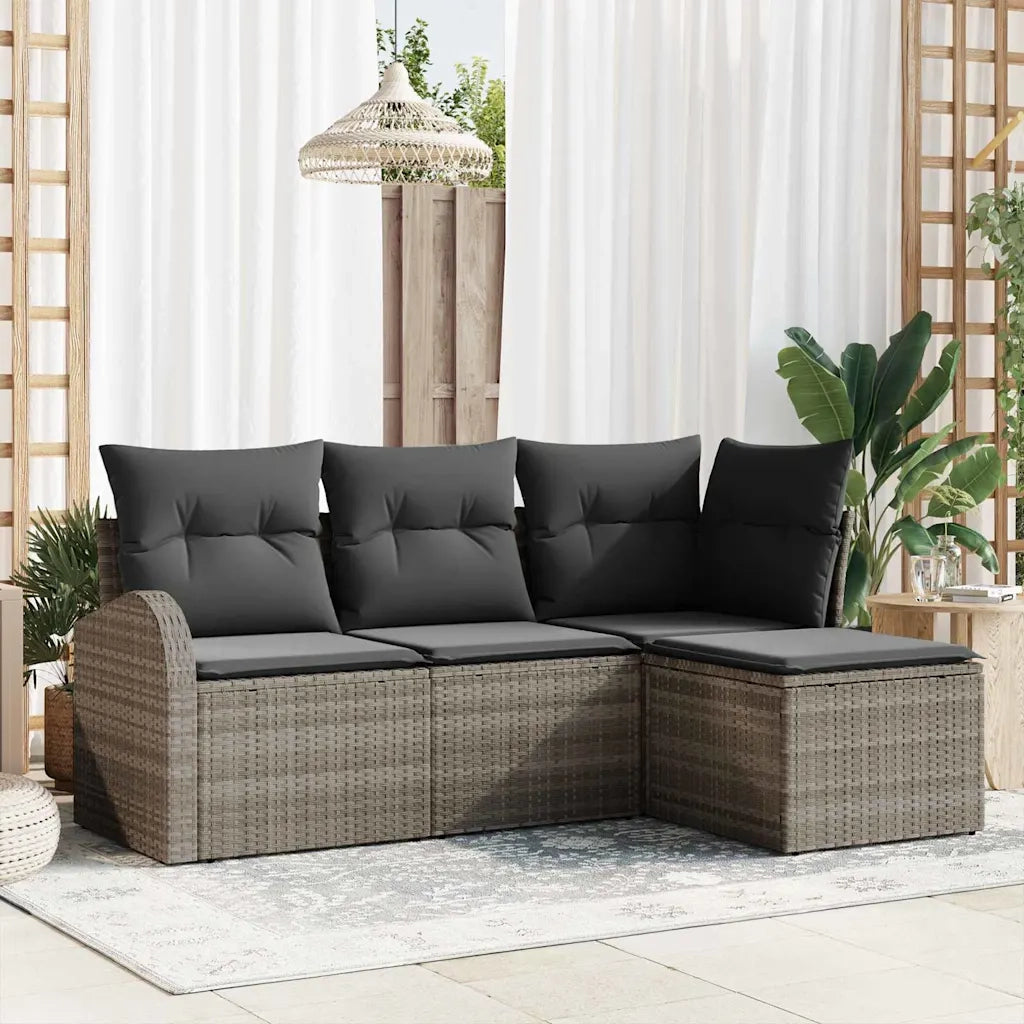 Set Divano da Giardino | Set Salotto da Giardino Grigio polyrattan