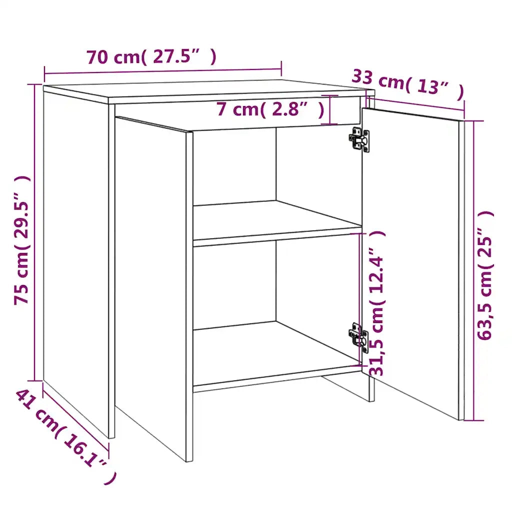 Credenza | Madia | Buffet da pranzo | Armadio da pranzo Rovere Fumo 70x41x75 cm in Legno Multistrato