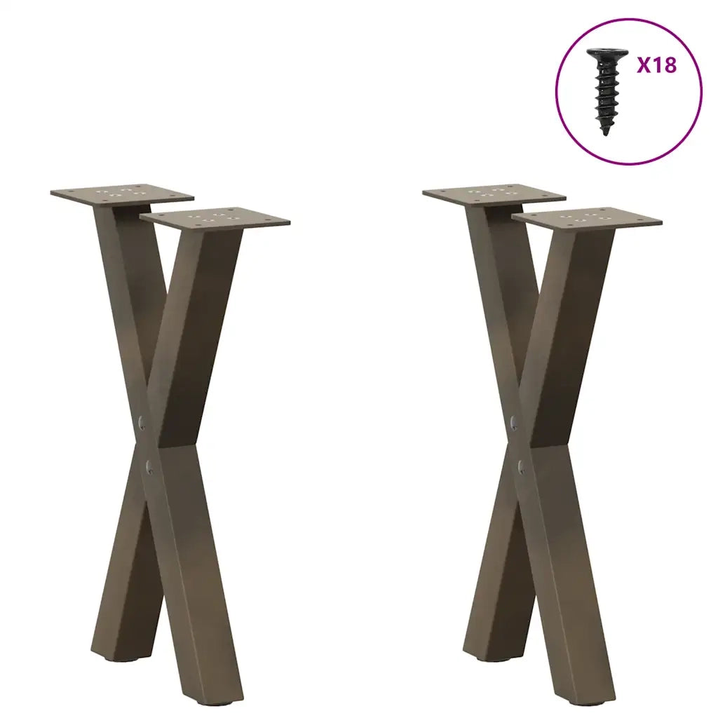 Gambe per Tavolino da Caffè a Forma di X 2 pz Acciaio Naturale 28x(42-43) cm Acciaio 4012891