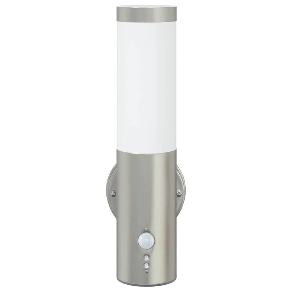 Set di 2 moderne applique da giardino cilindriche 15 x 7,5 x 33 cm in acciaio inox argento 02_0056502