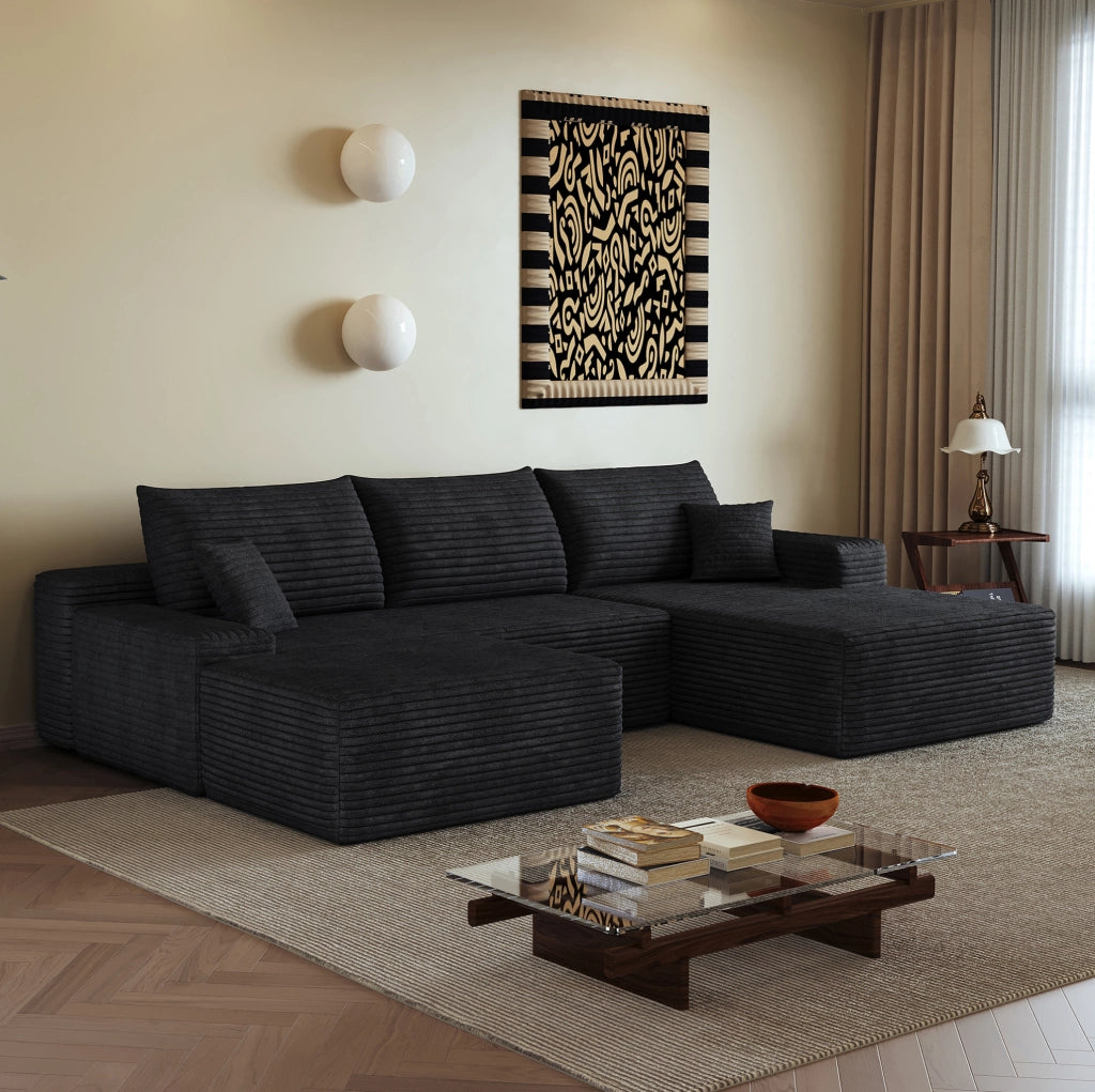 DIVANO 270x175x83 cm Tessuto Nero