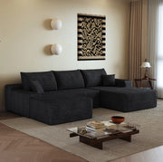 DIVANO 270x175x83 cm Tessuto Nero