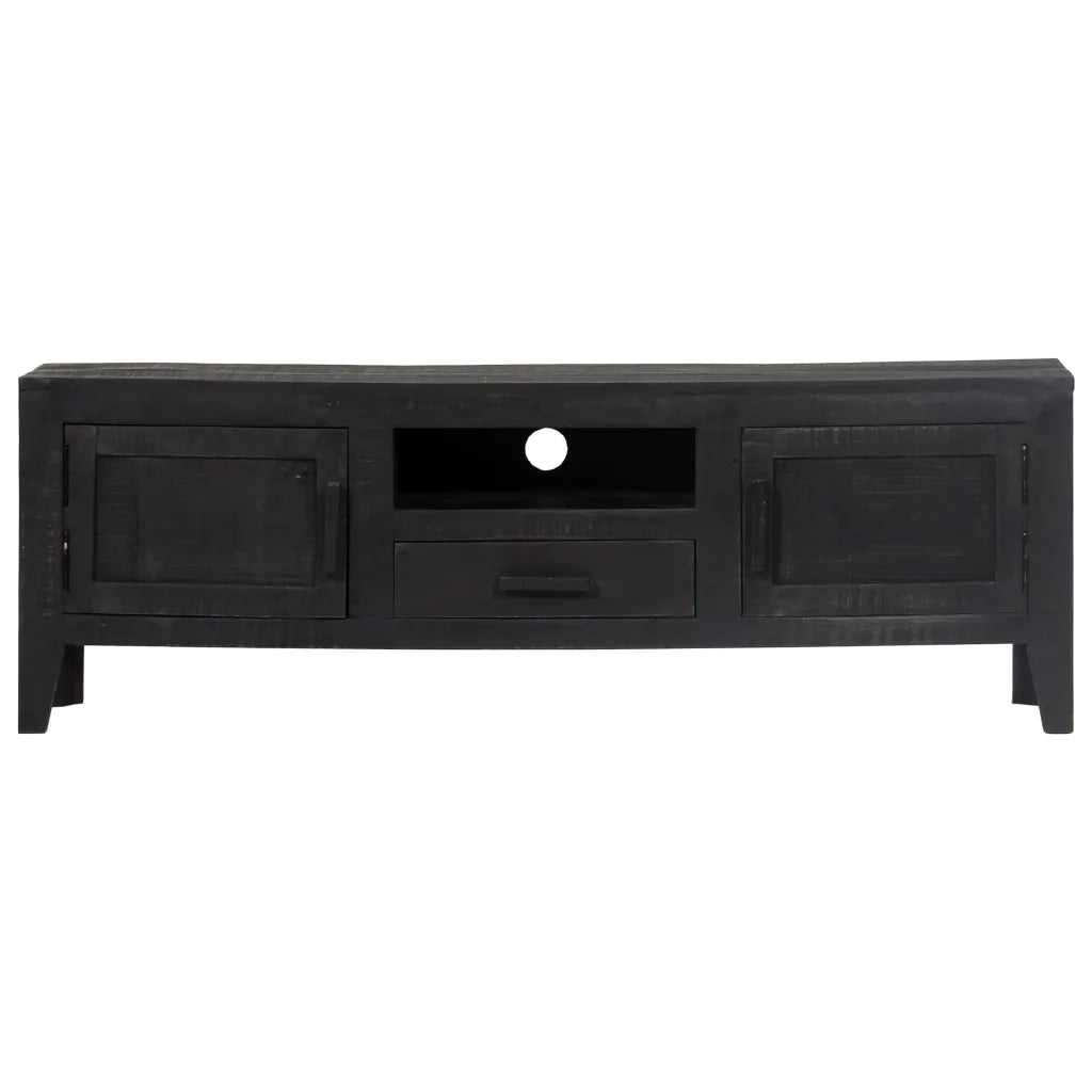 Mobile Porta TV Nero 118x30x40 cm in Legno Massello di Mango 247985