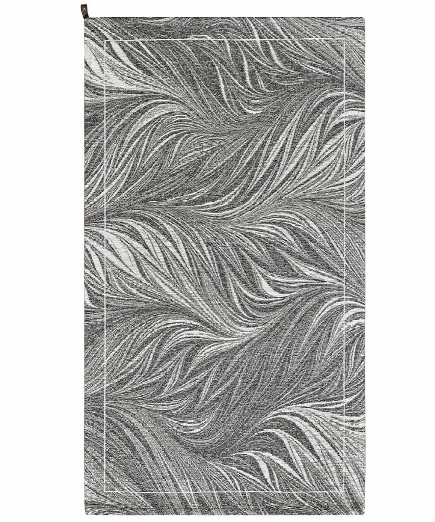 Tappeti Arredo DALLAS GRIGIO disegno moderno con foglie felce, multiuso lavabile antiscivolo cm.65x110 (Coppia)