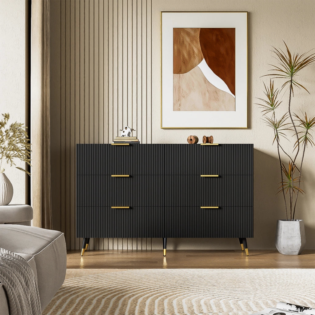 Credenza con cassetti in pannello truciolare nero