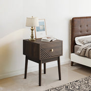Comodino moderno 40 x 40 x 55 cm con 2 cassetti, maniglie in metallo, noce