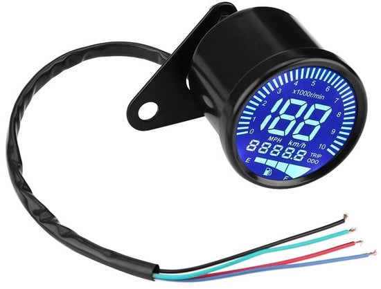 Sistema di misurazione della velocità universale per motori - LED - Digitale - Nero - Contachilometri per motori - Indicatore del livello del liquido del motore - Adatto per tutti i modelli - Accessorio per motori