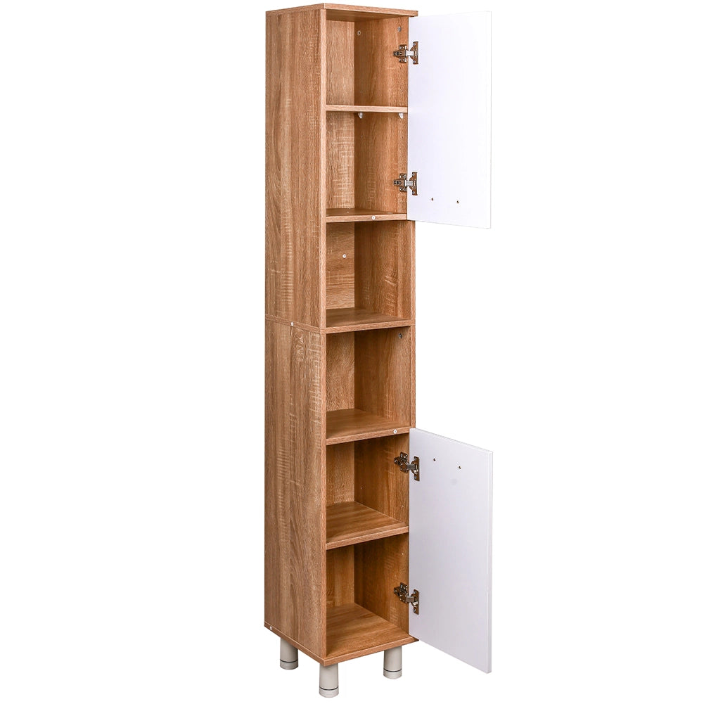 Mobile a Colonna Bianco + Quercia Armadietto Salvaspazio Stretto Bagno Soggiorno