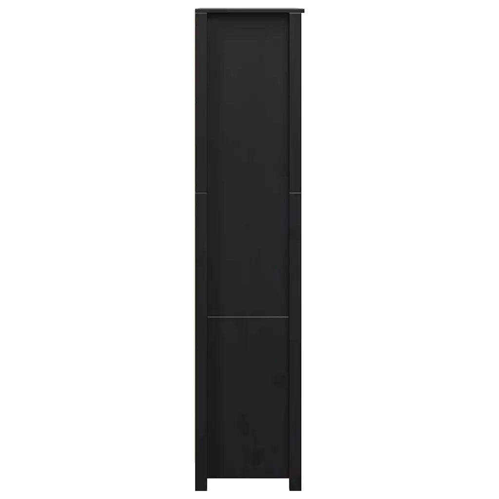 Credenza-Buffet-Armadio da cucina Nera 80x35x154 cm in Legno Massello di Pino