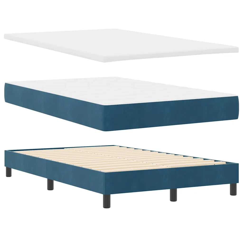 Letto a molle con materasso Blu Scuro 120 x 190 cm Velluto 3339228