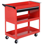 Carrello per Attrezzi con 3 Vassoie e Cassetto ¨C Zephmum ¨C Rosso