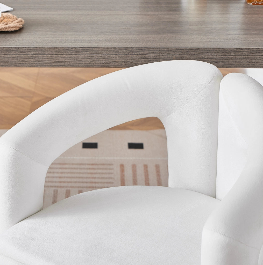 Set di 4 sedie da pranzo in velluto beige con braccioli