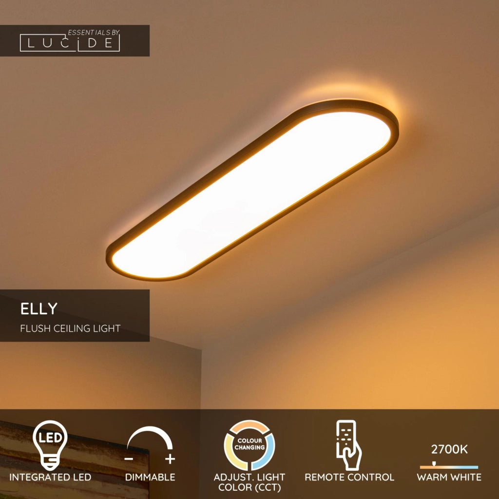 Plafoniera LED ovale nera dimmerabile Lucide ELLY