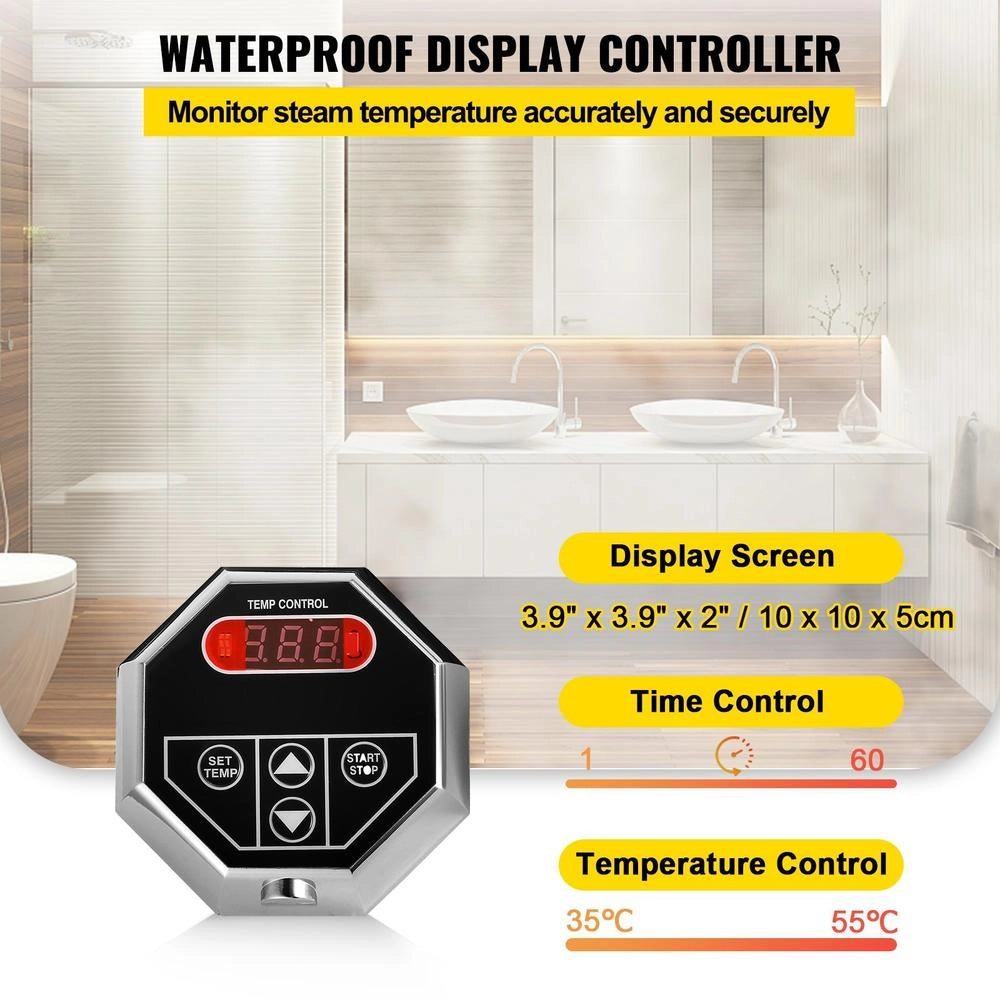 Generatore Vapore 6KW per Doccia Sauna Bagno Home Spa Riscaldamento Uniforme Uso Domestico con Termostato e Timer