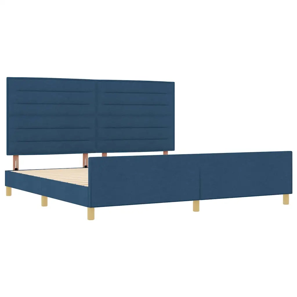 Struttura del letto con testiera Blu 200 x 200 cm Tessuto
