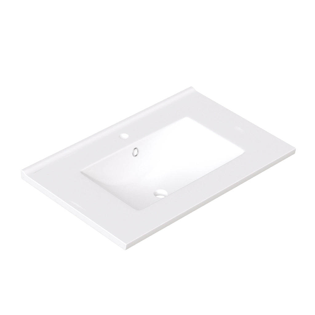 Mobiletto con lavabo in ceramica con 3 cassetti; 2 ante e ripiani laterali aperti bianco 76.5 × 46.5 × 84.5 cm