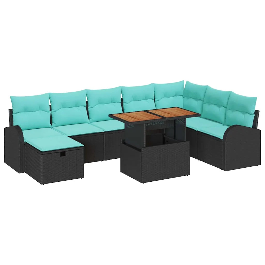 Set Divano da Giardino 9 pcs Nero polyrattan 3361319